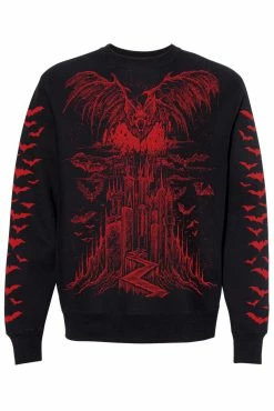 VampireFreaks Vampire Castle Sweatshirt W/ Bat Sleeves [BLOOD RED]