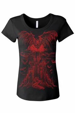 VampireFreaks Vampire Castle Tee [BLOOD RED] [Multiple Styles Available] -AKUMU INK shop vampire castle red womens scoop neck