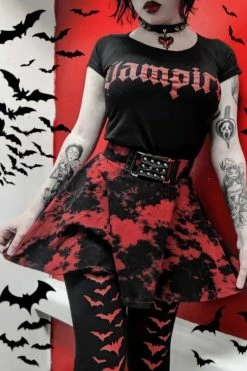 VampireFreaks Vampire Bat Leggings [Red Bats] -AKUMU INK shop vampren vampren