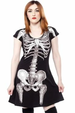 Kreepsville Skeleton White Flare Dress -AKUMU INK shop vdhgthtrtr