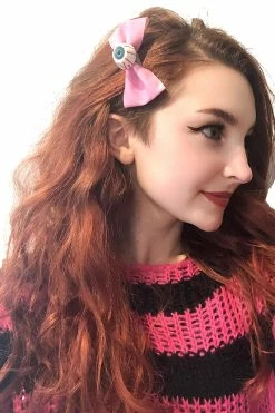 Catalyst Pink Eyeball Bow Hair Clips [Set Of 2]