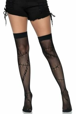 LEG AVENUE Stitched Fishnet Thigh High Stockings -AKUMU INK shop vgdfgf