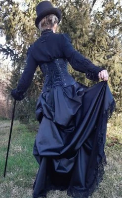 Lady Loxley Black Victorian Bustle Skirt, Made To Order -AKUMU INK shop vic buslte black back 3