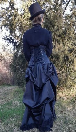 Lady Loxley Black Victorian Bustle Skirt, Made To Order -AKUMU INK shop victorian bustle back 2