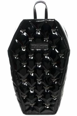 Rock Rebel Mina Quilted Bat Coffin Backpack [BLACK]