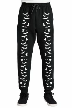 VampireFreaks Vampire Bat Joggers [White Bats] -AKUMU INK shop wB JoggerFront