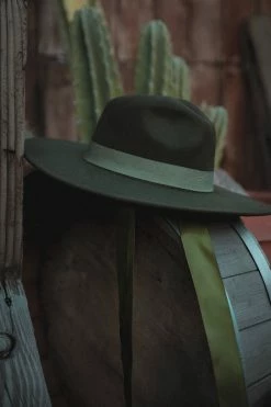 LIVELY GHOSTS Veiled Hat [OLIVE GREEN] -AKUMU INK shop western goth cowgirl hat