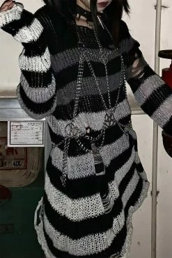 Catalyst Gradient Gray Striped Distressed Sweater 15 Catalyst Gradient Gray Striped Distressed Sweater -AKUMU INK shop wewewewqe