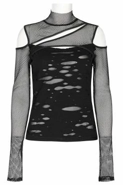 PUNK RAVE Dead Letters Fishnet Top 17 PUNK RAVE Dead Letters Fishnet Top -AKUMU INK shop womens cute gothic fishnet t shirt