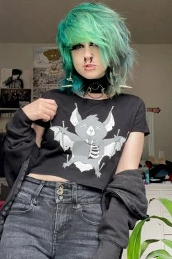 VampireFreaks Taxidermy Bat Crop Top 9 VampireFreaks Taxidermy Bat Crop Top -AKUMU INK shop womens emo crop clothing store