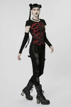 PUNK RAVE Barbie Blood Top Set [BLACK/RED] -AKUMU INK shop womens emo goth top
