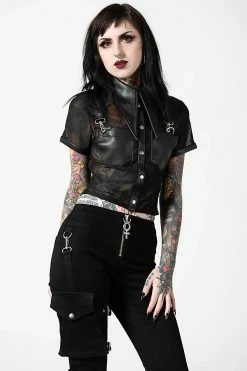 KILLSTAR Dark Halo Crop Top -AKUMU INK shop womens goth leather crop top