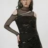 PUNK RAVE Dead Letters Fishnet Top -AKUMU INK shop womens goth norse shirt