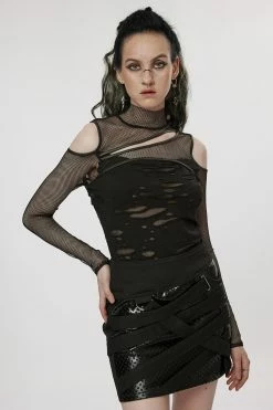 PUNK RAVE Dead Letters Fishnet Top