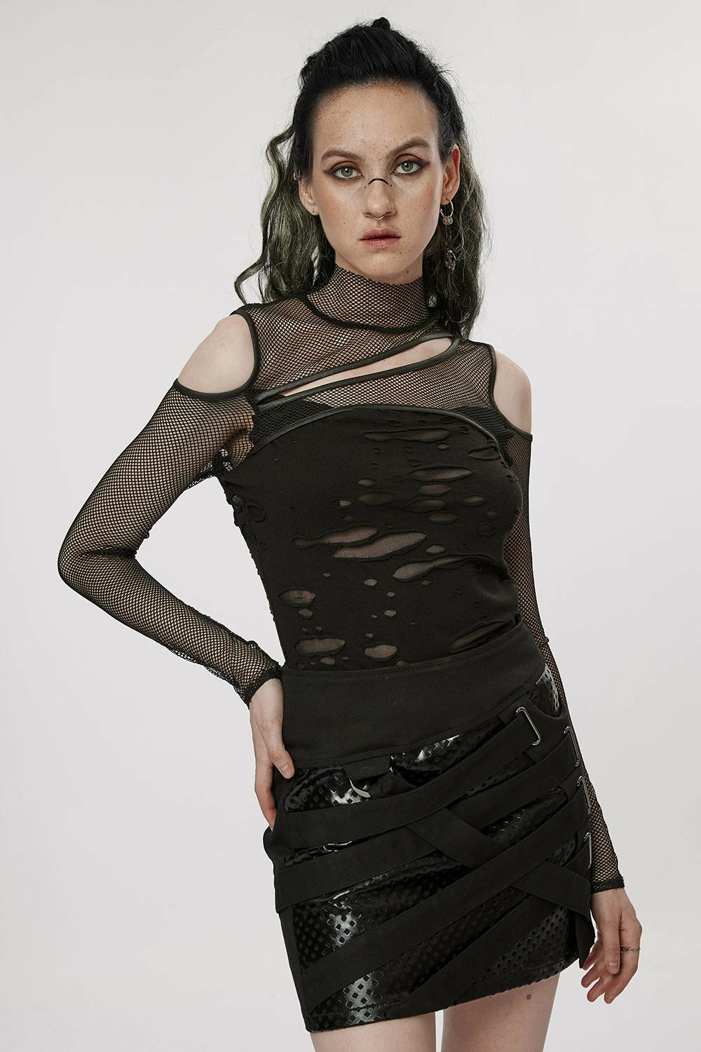 PUNK RAVE Dead Letters Fishnet Top 3 PUNK RAVE Dead Letters Fishnet Top