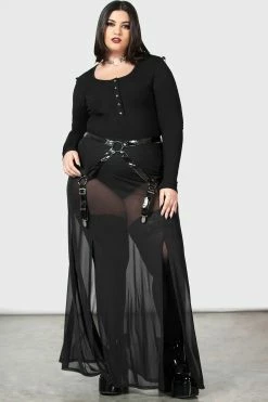 KILLSTAR Venemous Magdelana Maxi Skirt -AKUMU INK shop womens gothic mesh skirt