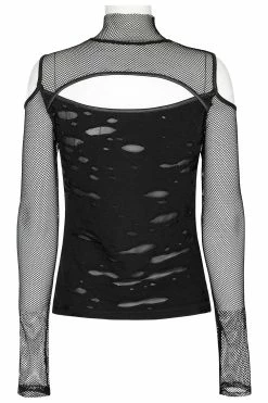 PUNK RAVE Dead Letters Fishnet Top 18 PUNK RAVE Dead Letters Fishnet Top -AKUMU INK shop womens netted top