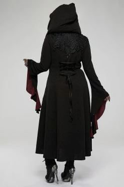 PUNK RAVE Cottagecore Creature Cloak [BLACK/RED] -AKUMU INK shop womens plus size medieval cloak