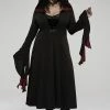 PUNK RAVE Cottagecore Creature Cloak [BLACK/RED] -AKUMU INK shop womens renaissance goth cloak