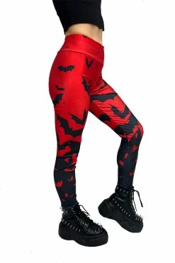 VampireFreaks Bite Me Vampire Bat Leggings [RED/BLACK]