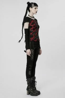 PUNK RAVE Barbie Blood Top Set [BLACK/RED] -AKUMU INK shop womens sexy grunge top
