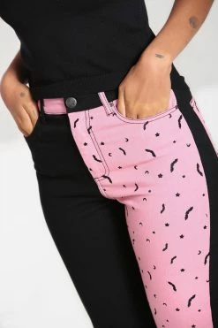 Popsoda Duo Bat Jeans [PINK] -AKUMU INK shop womens spring goth pants