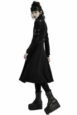 PUNK RAVE Midnight Militia Gothic Coat [BLACK] -AKUMU INK shop womens villain goth coat