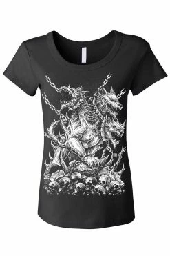VampireFreaks Cerberus Tee [Multiple Styles Available] -AKUMU INK shop womens scoop neck front 456ad2c8 c7f2 47d9 89c1 a0fa2d92e17a