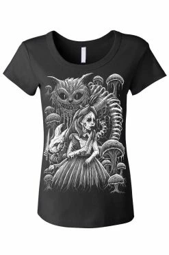 VampireFreaks Alice In Murderland Tee [Multiple Styles Available] -AKUMU INK shop womens scoop neck front 8e46ed19 f8de 448f b8d8 e71bea8a36f1