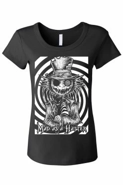 VampireFreaks Mad As A Hatter Tee [Multiple Styles Available] -AKUMU INK shop womens scoop neck front resizecopy 535e2072 efb3 4234 ad9a 39be2e00a968