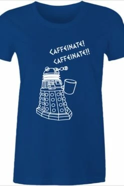 Victorian And Steampunk Women's Blue Dalek Needs Caffeine Meme Tee