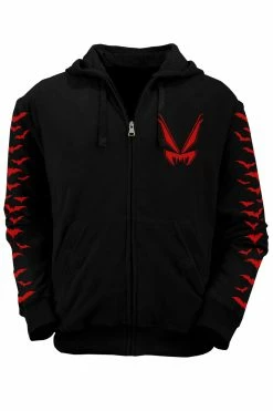 VampireFreaks Vampire Castle Hoodie W/ Bat Sleeves [BLOOD RED] -AKUMU INK shop zip hoodie front 82ca754c 92b9 4e98 b4b1 2a891e2ece37